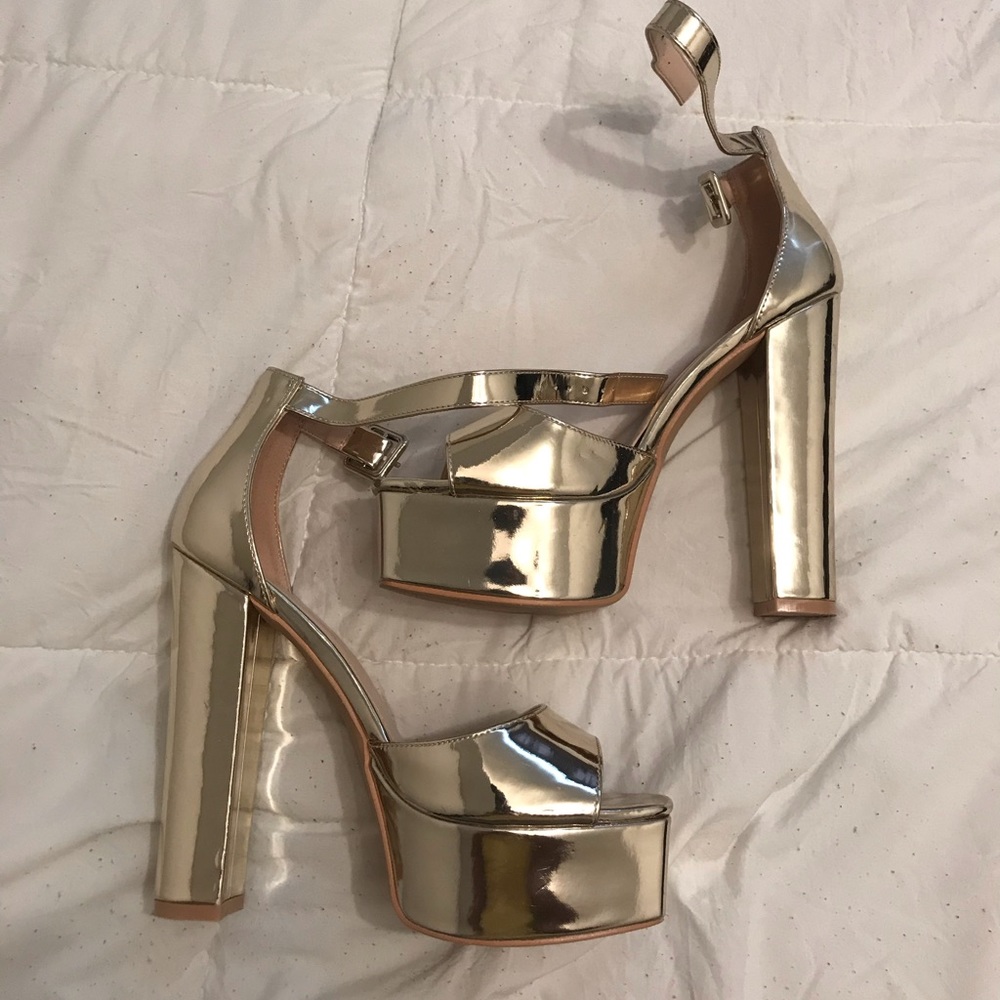Gold high heels